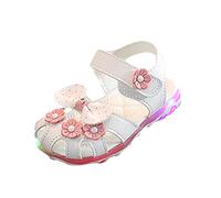 Girls Closed Toe Sandals Flowers Soft Leather Sandals Cute Bow Soft Sole Sandal Plain Walking Sandal Non Slip Outdoor Shoes Casual Princess Shoes Wide Fit Dance Shoe Fashion Slip On Shoe