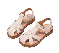 Girls Closed Toe Sandals Girls Sandals for Summer Casual Flat Footwear Flat Sandals with Strappy Ankle, Beach Walking Party Dress Sandal Flower Flat Sandals for Big Kid Little kids Toddler 3 A_White