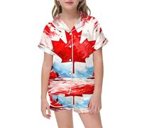 Girls Clothing,Mens Shirts Casual Canadian Maple Leaf Print Shirts Short Sleeve Button Down Shirts
