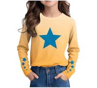 Girls Clothing Toddler Baby Boys Girls Graphic Layered Long Sleeve T-Shirts Spring Fall Sweatshirt Cotton Striped Hoodies Top for Kids Orange 4-5 Years