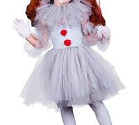 Girls Clown Costume, Evil Clown Dress, Scary Jester Costume for Girls Halloween Dress Up, Role Play, Cosplay Party