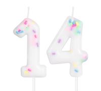 Girls Colorful 14th Birthday Candle, Colorful Sprinkles Number 14 Candles, Candles for Cake Decoration, Happy 14th Birthday Cake Topper Decorations for Girls Women Her Birthday Anniversary Party
