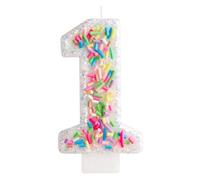 Girls Colorful Candy Birthday Candle,1st Birthday Candle for Party Supplies,3.34 inch Number 1 Girl Boy Cake Topper Wedding Anniversary Pastel Sweet Theme Party Decoration