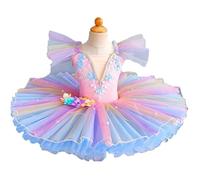 Girl's Colorful Professional Pancake Ballet Tutu Skirt, Ballet Leotards Dress, Fancy Ballerina Dance Costume,A,110