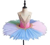 Girl's Colorful Professional Pancake Ballet Tutu Skirt, Ballet Leotards Dress, Fancy Ballerina Dance Costume,B,110