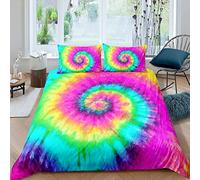 Girls Comforter Cover Boho Tie Dye Bedding Set for Women Teens Bright Bohemian Trippy Swirl Bedding Duvet Cover Set Colorful Gypsy Hippie King Size Bedding & Linen 3Pcs