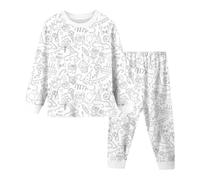 Girls Comfy Robe Kid DIY Hand Painted Homewear Set Colouring Pajama Sets For And Girl Play With Wea Fleece 12 Month Pajamas (White, 4-5 Years)