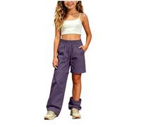Girls Convertible Zip Off Trousers Lightweight Quick Dry Cargo Pants Kids Outdoor Hiking Camping Travel Trousers with Elastic Waist Pockets Convertible Shorts Outdoor Sports Pants for Girl Purple