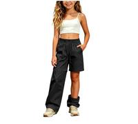 Girls Convertible Zip Off Trousers Lightweight Quick Dry Cargo Pants Kids Outdoor Hiking Camping Travel Trousers with Elastic Waist Pockets Convertible Shorts Outdoor Sports Pants for Girl Black