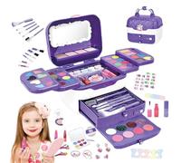 Girls Cosmetic Play Box - Bright Washable Pigments, Cute Mirror-based Components, Long-tail Role-playing Makeover Keywords, Hands-on Creativity Development | Travel Bag Entertainment Moments