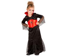 Girls Costume Countess Dracula Vamire Halloween Fancy Dress Outfit Vampiress