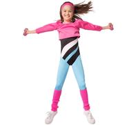 Girls Costume Fitness Star Aerobic Outfit Body 80s Style Carnival Party