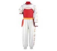 Girls Costume Kids Character Halloween Cosplay Cheerleader Mesh Top Pant Hooded Coat 3PCS Uniform Outfits (White,5-6 Years)