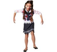 Girls Costume Zombie School Girl scary Horror Fancy Dress Carnival Halloween
