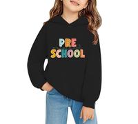 Girls Cotton Fashion Hoodie Jumper for Kids Simple Basic Pullover Hoodie Long Sleeve Letter Print Hooded Sweatshirt Durable Back to School Wear (Black, 2-3 Years)