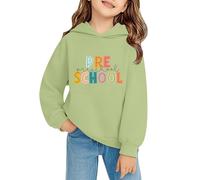 Girls Cotton Fashion Hoodie Jumper for Kids Simple Basic Pullover Hoodie Long Sleeve Letter Print Hooded Sweatshirt Durable Back to School Wear (Green, 2-3 Years)