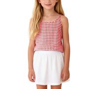 Girls Cotton Linen Tank Tops Summer Sleeveless Spaghetti Strap Camisoles Sweet Cute Boat Neck Gingham Vest Casual Flowy Beach Backless Clothing Loose Fit Lightweight Boho Outfits for Tweens Youths