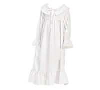 Girls Cotton Nightgowns Long Sleeve Maxi Nightdress Kids Princess Lace Pajamas R ffle Sleepwear Fall Winter Nighties (White, 11-12 Years)
