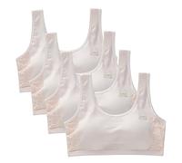 Girls Cotton Training Bra Lightweight Seamless Padded Sports Bras Teen Girls Underwear Breathable Soft Wireless Training Bras for Girls Age 8-14, 4 Pcs Set