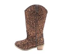 Girls Cowgirl Boots Unisex-Child Mid Calf Embroidered Glitter Toddler Cowboy Boot Little Big Kids Western Riding Shoes Khaki