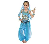 Girls Cowgirl Outfit Belly Dancer Fireman Costume Kids Dance Flash Ballet Festival Wear Victorian School Girl Policeman Harem Pants Greek Summer Outfits Top Baby,Light Blue,5-6 Years