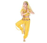 Girls Cowgirl Outfit Pink Sequin Skirt Dance Pants Indian Summer Outfits Greek Costume Festival Wear Victorian School Girl Ostume Kids Costumes Roman Day Top Egyptian,Yellow-B,8-9 Years
