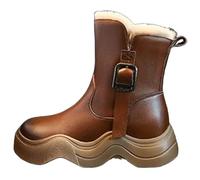 Girls Cowgirls Knee High Combat Boots Waterproof Riding Boots, Kids Warm Fleece Lined Round Toe Motorcycle Booties Comfortable School Outdoor Footwear