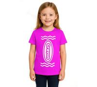 Girls Crayon T-Shirt - Medium - Pink T-Shirt with White Crayon Print - Kids Childs Colourful Fun Creative World Book Day Book W ancy Dress Costume