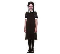 Girls Creepy School Girl Fancy Dress Costume with Wig - Medium (5-7 Years)
