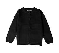 Girls Crewneck Cardigan Sweater Knit Button Dowm Long Sleeve Jacket Coat Soft Solid Color Tops Fall Winter Outwear (Black, 6-7 Years)