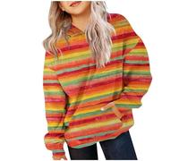 Girls Crop Sweatshirts Pullover Crewneck Oversized Zipper Up Pullover Toddler Clothes Stripe Printed Long Sleeves Tops Casual Fleece Jumper with Pocket Fall Winter Warm Sweatshirts Kids Hoodies