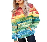 Girls Crop Sweatshirts Pullover Crewneck Oversized Zipper Up Pullover Toddler Clothes Stripe Printed Long Sleeves Tops Casual Fleece Jumper with Pocket Fall Winter Warm Sweatshirts Kids Hoodies