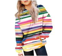 Girls Crop Sweatshirts Pullover Crewneck Oversized Zipper Up Pullover Toddler Clothes Stripe Printed Long Sleeves Tops Casual Fleece Jumper with Pocket Fall Winter Warm Sweatshirts Kids Hoodies