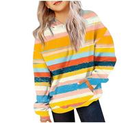Girls Crop Sweatshirts Pullover Crewneck Oversized Zipper Up Pullover Toddler Clothes Stripe Printed Long Sleeves Tops Casual Fleece Jumper with Pocket Fall Winter Warm Sweatshirts Kids Hoodies