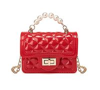 Girls Crossbody Purses with Chain Strap Silicone Resin Handbag Mini Casual Messenger Shoulder Bag, Red, 5.3"(L) x 2.5"(W) x 4.1"(H)