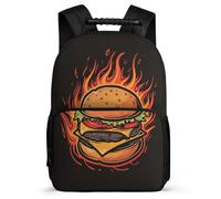 Girls Cute Backpack Burger Print Bookbag, Boy School Bag Food Pattern Rucksack, Kids Backpack 9-12 Years Old for Travel Take A Walk