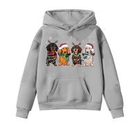 Girls Cute Christmas Dog Cartoon Fashion Casual Crew Neck Long Sleeve Sweatshirt Great for Cold Season, gray, 11-12 Jahre