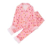 Girls Cute Christmas Pyjamas Set Printed Long Sleeve Top and Pants Festive Holiday Sleepwear Two-Piece Outfit for Kids (F-Multicolour, 8T(120))