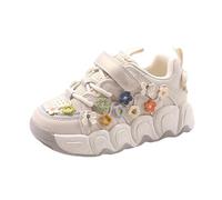 Girls Cute Flower Trainers School Slip On Shoes Adjustable Lace Up Sneakers | Kids Soft Sole Running Shoes Fashion Non-Slip Walking Sneakers Autumn Casual Warm Trainers