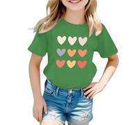 Girls Cute Graphic Print Summer Casual T Shirt Round Neck Short Sleeve Tee Comfortable Kids Top Soft Breathable Stylish