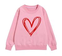 Girls Cute Heart Jumper Teen Long Sleeve Crew Neck Sweatshirt Soft Cotton Winter Spring Pullover Sweater with Ribbed Cuffs Loose Warm Tops Valentine's Day Clothes (Pink, 9-10 Years)