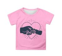 Girls Cute Heart Print Short Sleeve T-Shirt Casual Summer Top for Kids 4-16 Years Comfortable Daily Wear (3-4 Years)