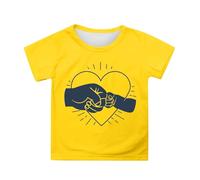 Girls Cute Heart Print Short Sleeve T-Shirt Casual Summer Top for Kids 4-16 Years Comfortable Daily Wear (1-Yellow, 10-11 Years)
