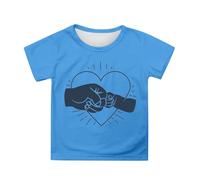 Girls Cute Heart Print Short Sleeve T-Shirt Casual Summer Top for Kids 4-16 Years Comfortable Daily Wear (1-Sky Blue, 4-5 Years)