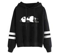 Girls' Cute Hoodies Panda Bear Cartoon Print Kawaii Hoodie Casual Striped Long Sleeves Pullover Hooded Sweatshirt Strendy Drawstring Hoody Sweatshirt Jumpers Black