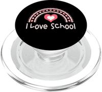Girls Cute I Love School Heart Pink Red White Rainbow PopSockets PopGrip for MagSafe