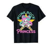 Girl's Cute Punk Rock Princess Kawaii Skull Guitar Rockstar T-Shirt