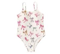 Girls Cute Swimsuit One-Piece Straps Swimming Costume Kids Cherry Plaid Beach Bathing Suit Tween Girl Holiday Beach Swimwear Summer Kawaii Swim Suits (White, 9-10 Years)