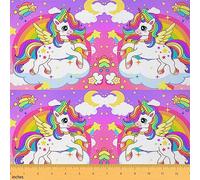 Girls Cute Unicorn Fabric by The Yard Cute Unicorn Upholstery Fabric for Chairs Fairy Dreamy Horse Purple Magical Unicorn Decorative Waterproof Outdoor Fabric 2 Yards (L184*W150cm)