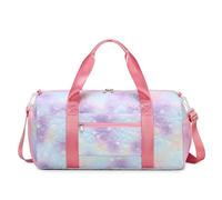 Girls Dance Bag with Shoe Compartments Gymnastics Bag Overnight with Love Pattern Gym Bag for Teens Travel Bag for Sleepovers, purple, cute
